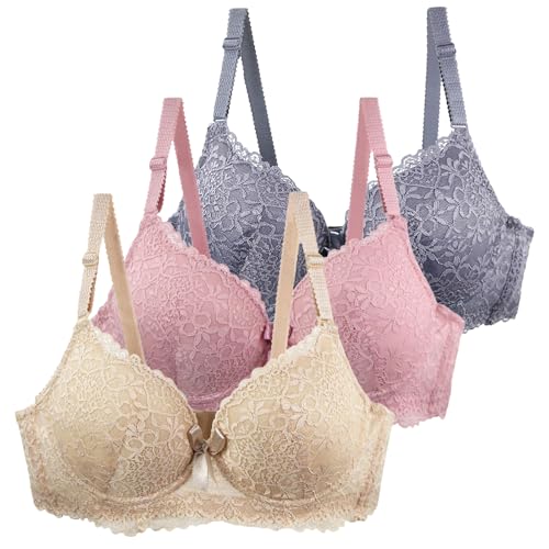 CSWH 3er-Pack BHS Damen mit Bügel Fraun Leicht & Atmungsaktiv Spitzen-BH Set mit verstellbarem Trägern Push Up Sexy BH Mädchen Weich Bequemer Y2K Unterwäsche Bra für Alltag CSWH 3er-Pack BHS Damen mit Bügel Fraun Leicht & Atmungsaktiv Spitzen-BH Set mit verstellbarem Trägern Push Up Sexy BH Mädchen Weich Bequemer Y2K Unterwäsche Bra für Alltag von CSWH