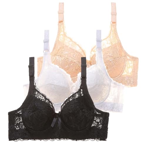 CSWH 3er Pack BH Damen mit Bügel Push Up BH Set Frauen Sexy Starker Halt Große Brüste Klassische BH Set für Damen Bequemer BH Unterwäsche Bra mit verstellbarem für Alltag CSWH 3er Pack BH Damen mit Bügel Push Up BH Set Frauen Sexy Starker Halt Große Brüste Klassische BH Set für Damen Bequemer BH Unterwäsche Bra mit verstellbarem für Alltag von CSWH