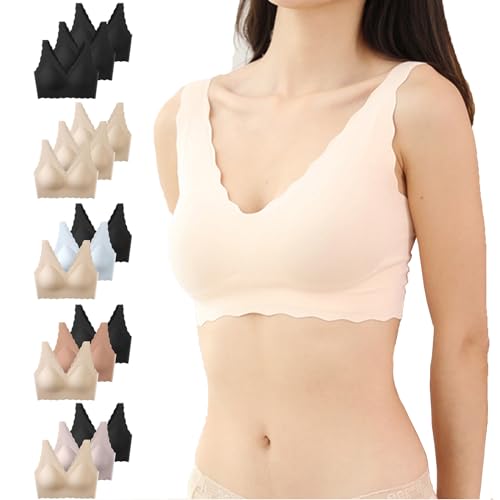 CSWH 3er Pack BHS Damen Seamless Sport BH ohne Bügel Push Up BH Starker Halt Sport Bustier Damen Seamless Sport-BHS Trainings-BH für Yoga Joggen Gym Sports Bra von CSWH