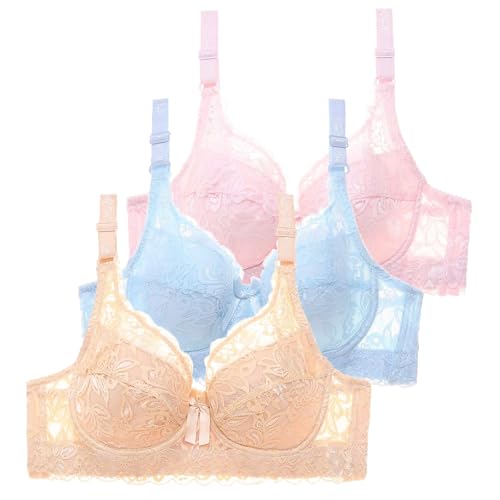 CSWH 3er Pack BHS Damen mit Bügel Push Up Sexy Spitzen-BH Frauen Starker Halt Große Brüste Klassische BH Set Bequemer Unterwäsche Bra mit verstellbarem für Alltag CSWH 3er Pack BHS Damen mit Bügel Push Up Sexy Spitzen-BH Frauen Starker Halt Große Brüste Klassische BH Set Bequemer Unterwäsche Bra mit verstellbarem für Alltag von CSWH