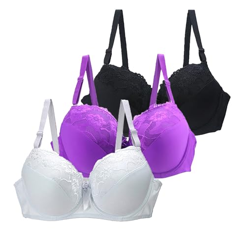 CSWH 3er Pack BHS Damen mit Bügel Push Up Sexy Spitzen-BH Frauen Starker Halt Große Brüste Klassische BH Set Bequemer Unterwäsche Bra mit verstellbarem für Alltag CSWH 3er Pack BHS Damen mit Bügel Push Up Sexy Spitzen-BH Frauen Starker Halt Große Brüste Klassische BH Set Bequemer Unterwäsche Bra mit verstellbarem für Alltag von CSWH