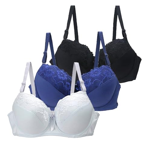 CSWH 3er Pack BHS Damen mit Bügel Push Up Sexy Spitzen-BH Frauen Starker Halt Große Brüste Klassische BH Set Bequemer Unterwäsche Bra mit verstellbarem für Alltag CSWH 3er Pack BHS Damen mit Bügel Push Up Sexy Spitzen-BH Frauen Starker Halt Große Brüste Klassische BH Set Bequemer Unterwäsche Bra mit verstellbarem für Alltag von CSWH