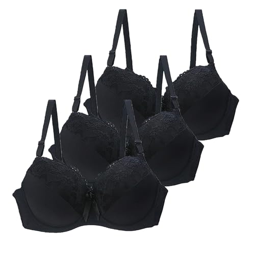 CSWH 3er Pack BHS Damen mit Bügel Push Up Sexy Spitzen-BH Frauen Starker Halt Große Brüste Klassische BH Set Bequemer Unterwäsche Bra mit Verstellbaren Trägern für Alltag von CSWH