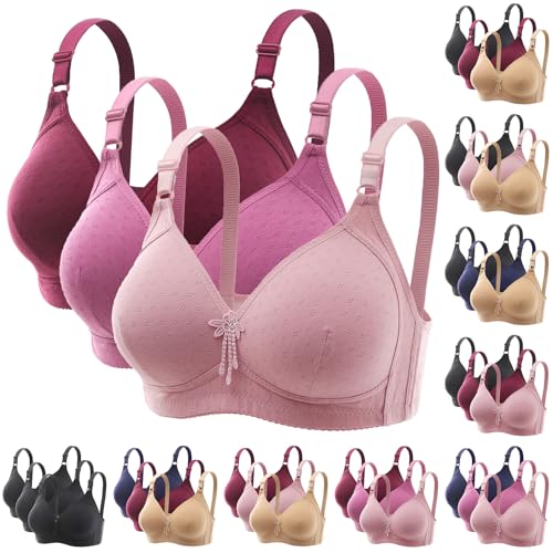 CSWH 3er Pack BHS Damen ohne Bügel Push Up BH Set Frauen Atmungsaktiv Grosse Grössen Klassische BH mit verstellbarem Trägern Weich Bequem BHS Set Bustier Sport BH für Alltag Fitness Sport Outdoor CSWH 3er Pack BHS Damen ohne Bügel Push Up BH Set Frauen Atmungsaktiv Grosse Grössen Klassische BH mit verstellbarem Trägern Weich Bequem BHS Set Bustier Sport BH für Alltag Fitness Sport Outdoor von CSWH