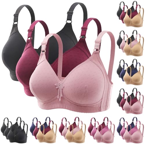 CSWH 3er Pack BHS Damen ohne Bügel Push Up BH Set Frauen Atmungsaktiv Grosse Grössen Klassische BH mit verstellbarem Trägern Weich Bequem BHS Set Bustier Sport BH für Alltag Fitness Sport Outdoor CSWH 3er Pack BHS Damen ohne Bügel Push Up BH Set Frauen Atmungsaktiv Grosse Grössen Klassische BH mit verstellbarem Trägern Weich Bequem BHS Set Bustier Sport BH für Alltag Fitness Sport Outdoor von CSWH