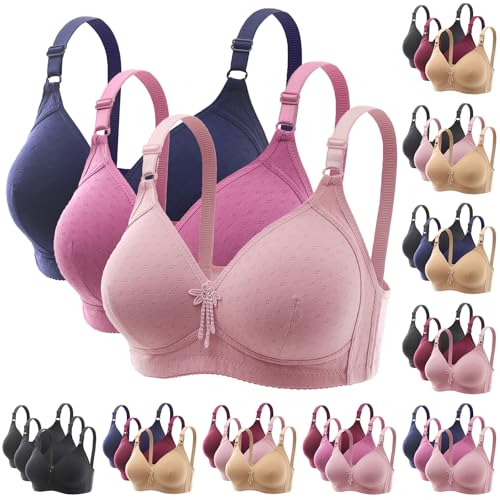 CSWH 3er Pack BHS Damen ohne Bügel Push Up BH Set Frauen Atmungsaktiv Grosse Grössen Klassische BH mit verstellbarem Trägern Weich Bequem BHS Set Bustier Sport BH für Alltag Fitness Sport Outdoor CSWH 3er Pack BHS Damen ohne Bügel Push Up BH Set Frauen Atmungsaktiv Grosse Grössen Klassische BH mit verstellbarem Trägern Weich Bequem BHS Set Bustier Sport BH für Alltag Fitness Sport Outdoor von CSWH
