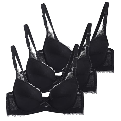 CSWH 3er Pack Damen BH mit Bügel Fraun Push Up BH Spitzen BH Sexy Grosse Grössen Klassische BH mit verstellbarem Damen Weich Bequemer BHS Set Unterwäsche Bra von CSWH