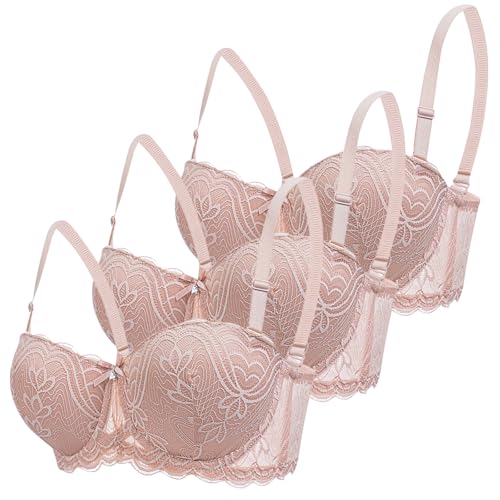 CSWH 3er Pack Damen BH ohne Bügel Fraun Push Up BH Spitzen BH Sexy BH Set mit verstellbarem Mädchen Atmungsaktiver Weich Bequemer BHS Y2K Unterwäsche Bra für Alltag von CSWH