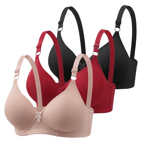 CSWH 3er-Pack Damen BH ohne Bügel Große Größen Push Up BH mit Mittelknopf, Atmungsaktiver Komfort BH für Frauen, Weiche Unterstützung für Täglichen Gebrauch, Bequem und Sicher CSWH 3er-Pack Damen BH ohne Bügel Große Größen Push Up BH mit Mittelknopf, Atmungsaktiver Komfort BH für Frauen, Weiche Unterstützung für Täglichen Gebrauch, Bequem und Sicher von CSWH