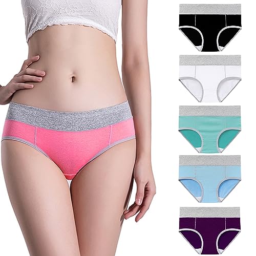 CSWH 5er Pack Damen Farbblock Unterhosen Frauen Mehrpack Slips Hipster Unterwäsche Höschen Women Panties M-5XL von CSWH