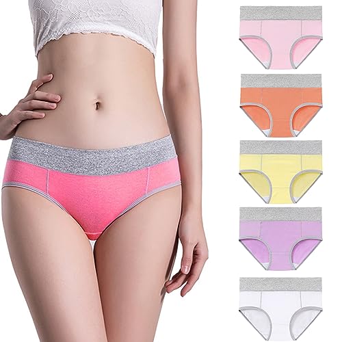 CSWH 5er Pack Damen Farbblock Unterhosen Frauen Mehrpack Slips Hipster Unterwäsche Höschen Women Panties M-5XL von CSWH