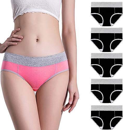 CSWH 5er Pack Damen Farbblock Unterhosen Frauen Mehrpack Slips Hipster Unterwäsche Höschen Women Panties M-5XL von CSWH