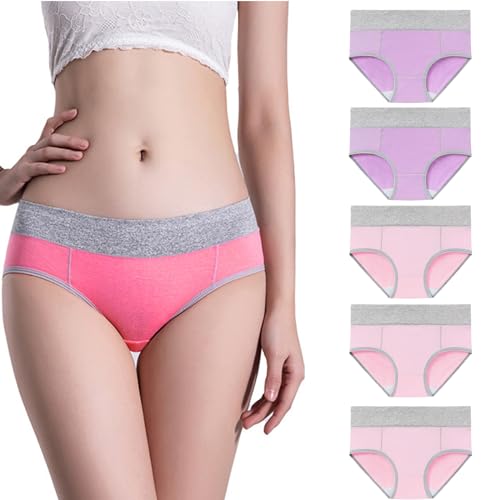 CSWH 5er Pack Damen Farbblock Unterhosen Frauen Mehrpack Slips Hipster Unterwäsche Höschen Women Panties M-5XL von CSWH