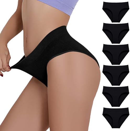 CSWH 6er Pack Slip Damen Einfarbiges niedrige Taille Unterhosen Nahtlose Slips Frauen Bequem Seamless Slips Hipster Damen Unterwäsche Pantys Mehrpack M-XL von CSWH