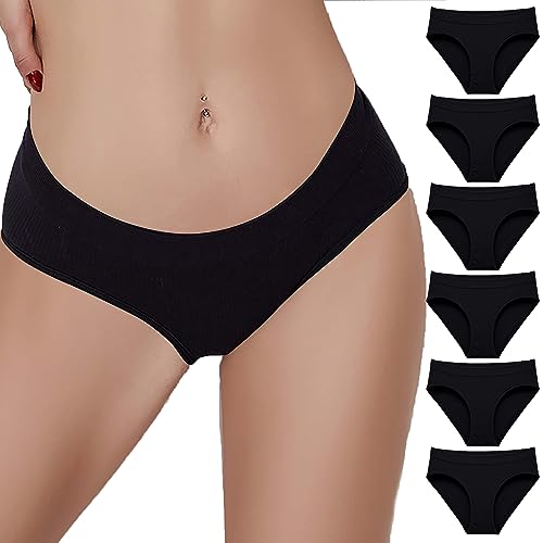 CSWH 6er Pack Unterhosen Damen Einfarbig Bequem Slips Hipster Frauen Weiche Stretch Mehrpack Unterwäsche Pantys Bikini Höschen M-XL von CSWH