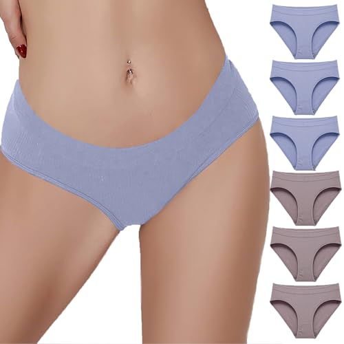 CSWH 6er Pack Unterhosen Damen Einfarbig Bequem Slips Hipster Frauen Weiche Stretch Mehrpack Unterwäsche Pantys Bikini Höschen M-XL von CSWH