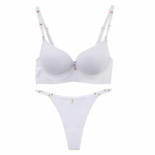 CSWH Damen BH mit Bügel und Slips Set Damen Push Up Spitzen BH mit Hakenverschluss und Verstellbare Träger Damen Sexy Unterwäsche Wohlfühl Bustier Bra und Panty Sets von CSWH