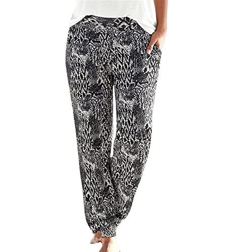 CSWH Damen Hose Blumen Weites Bein Jogginghose Freizeithose Yogahose Frauen Elegant Luftig Lounge Pants Hausehose Trainingshose Female Stoffhose Wanderhose Sporthose mit Taschen von CSWH