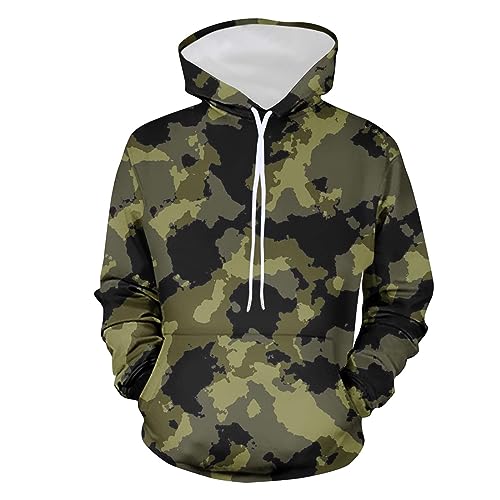 CSWH Herren Camouflage Reguläre Passform Hoodie Kapuzenpullover Männer Sweatshirt mit Kapuze Herren Pullover Sweatjacke Langarmshirt mit Kordelzug und Fronttaschen von CSWH