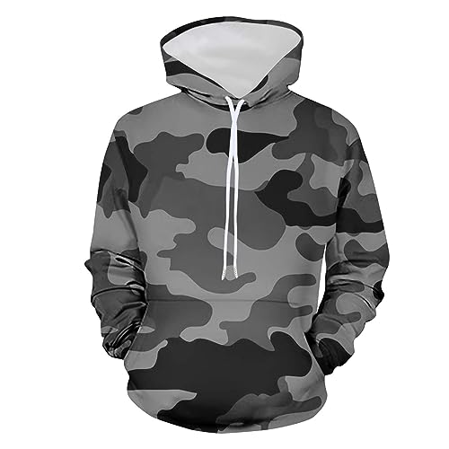 CSWH Herren Camouflage Reguläre Passform Hoodie Kapuzenpullover Männer Sweatshirt mit Kapuze Herren Pullover Sweatjacke Langarmshirt mit Kordelzug und Fronttaschen von CSWH