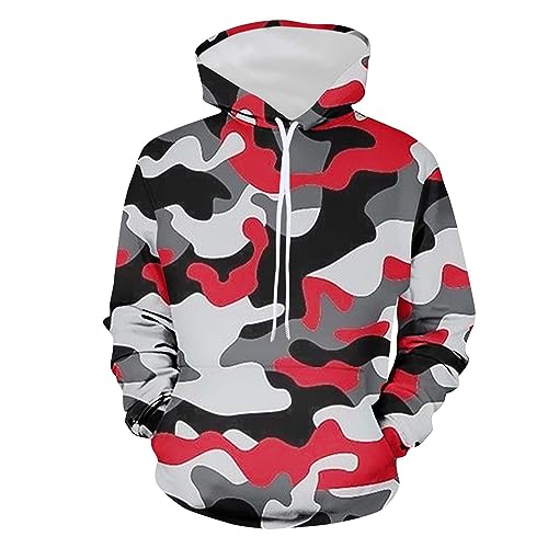 CSWH Herren Camouflage Reguläre Passform Hoodie Kapuzenpullover Männer Sweatshirt mit Kapuze Herren Pullover Sweatjacke Langarmshirt mit Kordelzug und Fronttaschen von CSWH