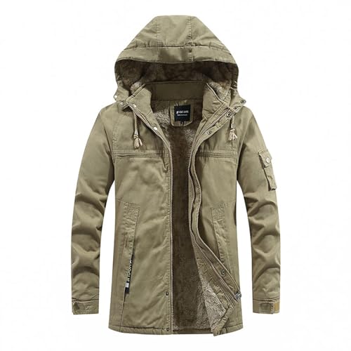 CSWH Herren Klassische Einfarbiges Gefütterte Jacke Übergangsjacke Männer Windbreaker mit Kapuze Outdoorjacke Funktionsjacke Freizeitjacke für Training Wandern und Outdoor-Aktivitäten von CSWH