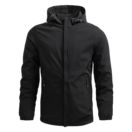 CSWH Herren Softshelljacke Jacke mit Abnehmbarer Kapuzen Männer Sturmjacke Winterjacke Einfarbig Regular Fit Outdoorjacke Übergangsjacke Funktionsjacke Jacke für Wandern Fahrrad Training von CSWH