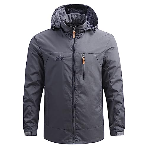 CSWH Herren Softshelljacke Jacke mit Abnehmbarer Kapuzen Männer Sturmjacke Winterjacke Einfarbig Regular Fit Outdoorjacke Übergangsjacke Funktionsjacke Jacke für Wandern Fahrrad Training von CSWH