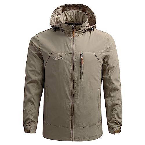 CSWH Herren Softshelljacke Jacke mit Abnehmbarer Kapuzen Männer Sturmjacke Winterjacke Einfarbig Regular Fit Outdoorjacke Übergangsjacke Funktionsjacke Jacke für Wandern Fahrrad Training von CSWH