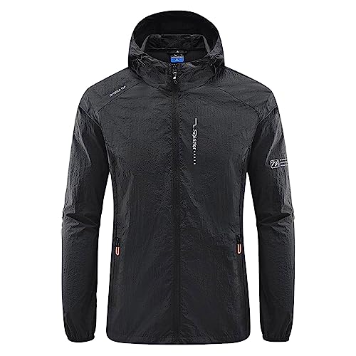 CSWH Herren Übergangsjacke mit Kapuze Männer Zipper Jacke Softshelljacke Herren Sport-Windjacke Outdoorjacke Funktionsjacke für Training Wandern und Outdoor-Aktivitäten von CSWH