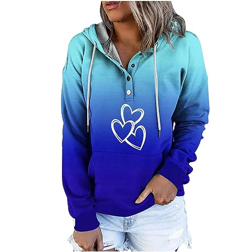 CSWH Hoodies Sweatshirt mit Kapuze Damen Valentinstag Relaxed Fit Kapuzenpullover mit Herzen-Druck Frauen 2024 Drawstring Pullover Sweatjacke Langarmshirt Sweater von CSWH