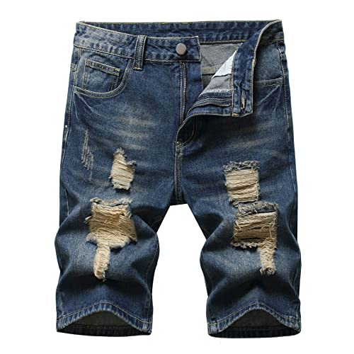 CSWH Jeans Shorts Herren Lässig Kurze Hosen Männer Used Look Ripped Sommerhose Male Stretch Freizeithose Outdoorhose Herren Mode Y2k Kurz Hose Trousers Pants für Sommer Outdoor von CSWH