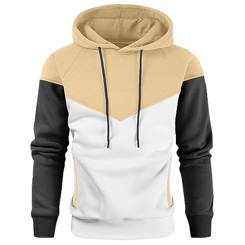 CSWH Kapuzenpullover für Herren Patchwork Regular Fit Hoodie Männer Drawstring Sweatshirt mit Kapuze Herren 2024 Pullover Langarmshirt Sweatjacke von CSWH