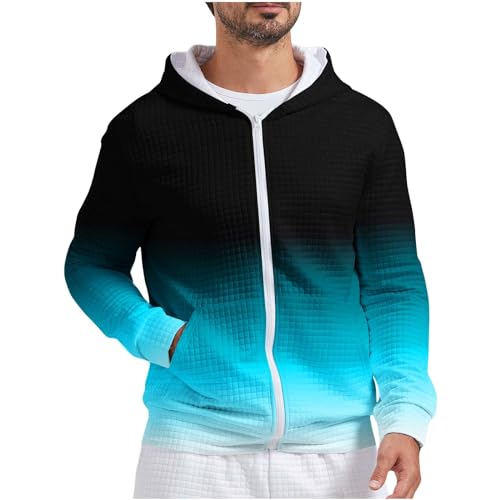 CSWH Kapuzenpullover für Herren Sweatshirt mit Kapuze Männer Farbverlauf Reguläre Schnittform Hoodie 2024 Herren Pullover mit Taschen und Durchgehendem Reißverschluss Langarmshirt Sweatjacke Sweater von CSWH