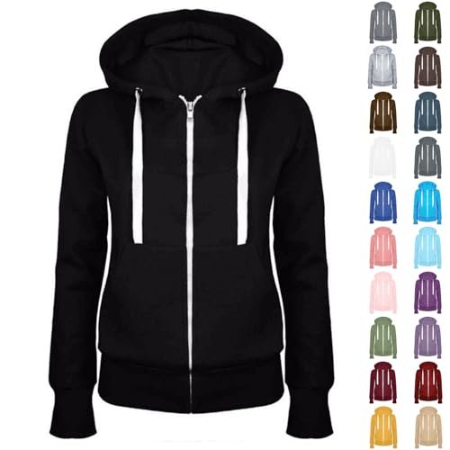 CSWH Sweatjacke Damen Y2k Zip Up Hoodie Frauen Frühling Herbst Jacke mit Taschen Frau Freizeit Sweatshirt Pullover mit Kapuze Kapuzenpullover Kapuzenjacke Leichte Sommerjacke Oberteile Tops von CSWH