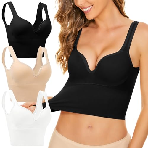 CSWH gutscheine Amazon zum verschenken Damen BH 2/3er Pack Ohne Bügel Push up Crop Top Sexy Bustier BH Set Sport BH Top mit Integriertem BH für Alltag Yoga Fitness Outdoor von CSWH