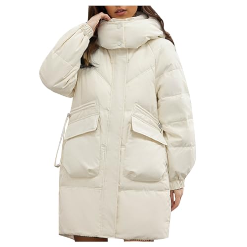 Damen Klassische Solid Color Lang Winter Jacke Daunenjacke Frauen Baggy-Fit Pufferjacke 2023 Mode Mäntel Windbreaker Down Coat Daunenmantel Übergangsjacke von CSWH