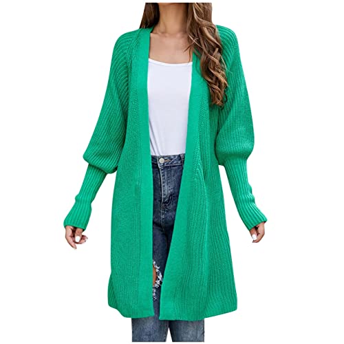 Damen Strickjacke Lang Long Sleeve Solid Color Cardigan Damen Eleganz Loose Jacke mit Gürtel Frauen Strickmantel Strickcardigan ÜBergangsjacke Female Grobstrickjacke Wintermäntel von CSWH