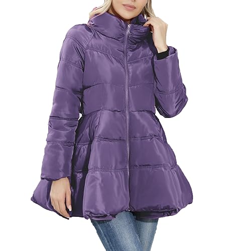 Daunenjacke für Damen Plain Lang Pufferjacke Frauen Stehkragen Winter Jacke 2023 Mode Y2k Herbst Winter Übergangsjacke Daunenmantel Down Coat Windbreaker Outdoorjacke von CSWH