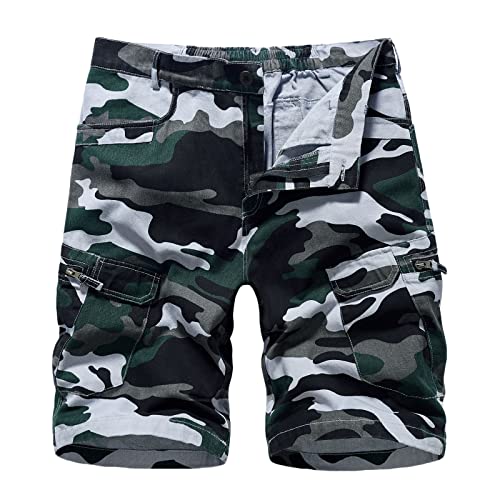 Herren Cargo Shorts Männer Camouflage Kurze Hose mit Zip Off Male Wanderhose Trekkinghose mit Taschen Jungen Regular Fit Sporthose Outdoorhose Kurze Pants Trousers für Sommer Sports Outdoor von CSWH