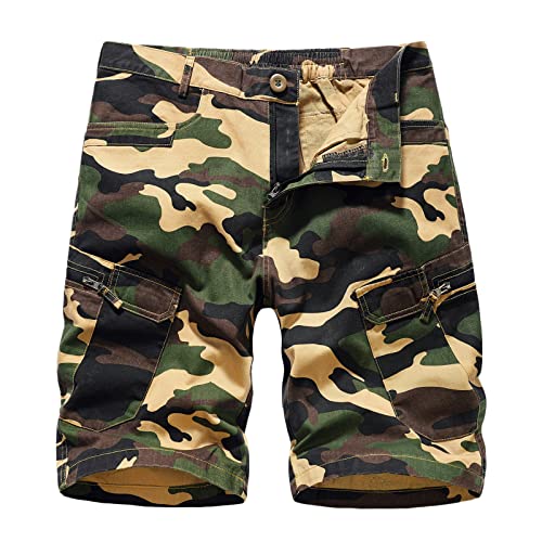 Herren Cargo Shorts Männer Camouflage Kurze Hose mit Zip Off Male Wanderhose Trekkinghose mit Taschen Jungen Regular Fit Sporthose Outdoorhose Kurze Pants Trousers für Sommer Sports Outdoor von CSWH