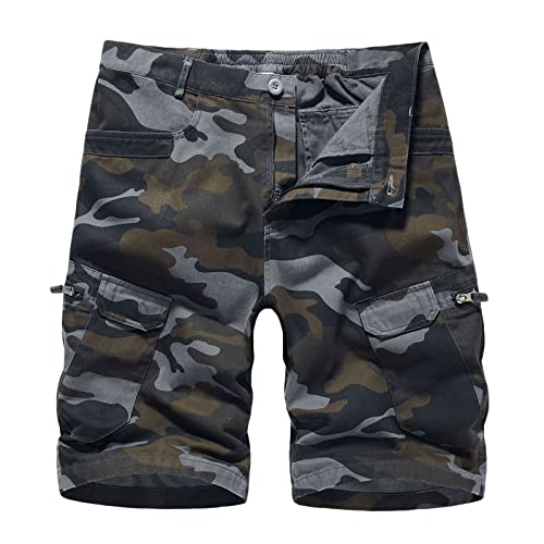 Herren Cargo Shorts Männer Camouflage Kurze Hose mit Zip Off Male Wanderhose Trekkinghose mit Taschen Jungen Regular Fit Sporthose Outdoorhose Kurze Pants Trousers für Sommer Sports Outdoor von CSWH