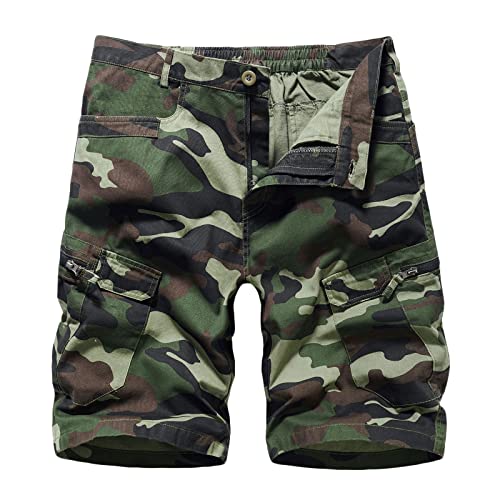 Herren Cargo Shorts Männer Camouflage Kurze Hose mit Zip Off Male Wanderhose Trekkinghose mit Taschen Jungen Regular Fit Sporthose Outdoorhose Kurze Pants Trousers für Sommer Sports Outdoor von CSWH