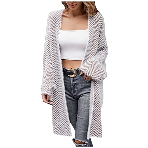 Strickjacke Damen Lang Long Sleeve Einfarbige Cardigan Damen Casual Breite Fit Jacke Frauen Strickmantel Strickcardigan Frauen ÜBergangsjacke Grobstrickjacke Wintermäntel von CSWH