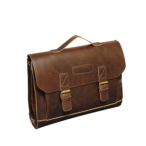 CSXMONEY Messenger Bag, Laptoptasche, PU Leder Vintage Herren Wasserdicht Satchel, Kaffee von CSXMONEY