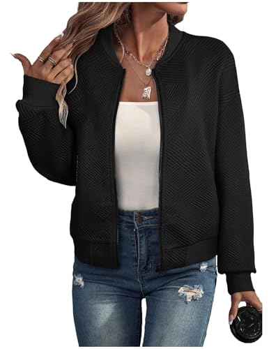 Bomberjacke Damen Blouson Jacke Sommerjacke Einfarbig Reißverschluss Sweatjacke Kurz Jacken Pilotenjacke Casual Dünne Übergangsjacke College Jacket Mädchen Fliegerjacke Wanderjacke Outdoorjacke Bomberjacke Damen Blouson Jacke Sommerjacke Einfarbig Reißverschluss Sweatjacke Kurz Jacken Pilotenjacke Casual Dünne Übergangsjacke College Jacket Mädchen Fliegerjacke Wanderjacke Outdoorjacke von CSYX