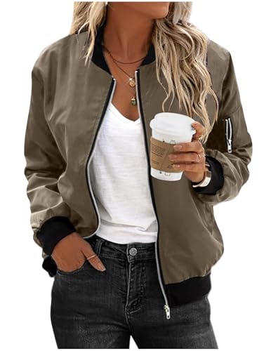 Bomberjacke Damen Wasserdicht Kurze Blouson Regenjacke Jacke Casual Pilotenjacke Regenmantel Zip Up Coat Sweatjacke Regenjacken Dünne Windbreaker Wanderjacke Jacken Outdoorjacke Übergangsjacke von CSYX