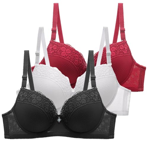 CSYX BHS Damen mit Bügel 3er Pack Klassische BH Set Komfort Nahtlos Push Up Sport BH mit Verstellbarem Bustier Starker Halt Trainings Schlaf BHS Große Brüste Unterwäsche Gepolstert für Alltag Yoga CSYX BHS Damen mit Bügel 3er Pack Klassische BH Set Komfort Nahtlos Push Up Sport BH mit Verstellbarem Bustier Starker Halt Trainings Schlaf BHS Große Brüste Unterwäsche Gepolstert für Alltag Yoga von CSYX