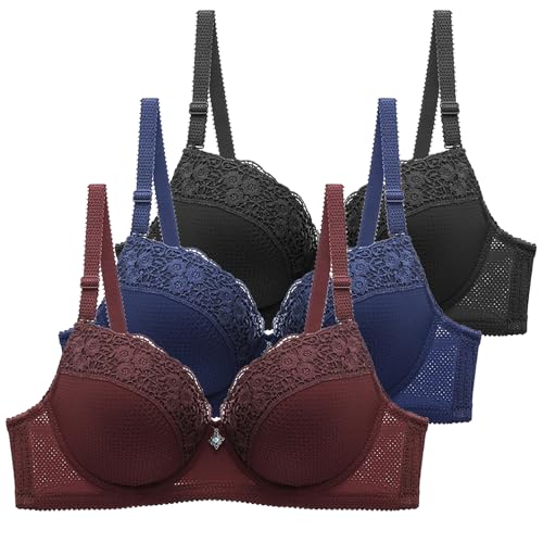 CSYX BHS Damen mit Bügel 3er Pack Klassische BH Set Komfort Nahtlos Push Up Sport BH mit Verstellbarem Bustier Starker Halt Trainings Schlaf BHS Große Brüste Unterwäsche Gepolstert für Alltag Yoga CSYX BHS Damen mit Bügel 3er Pack Klassische BH Set Komfort Nahtlos Push Up Sport BH mit Verstellbarem Bustier Starker Halt Trainings Schlaf BHS Große Brüste Unterwäsche Gepolstert für Alltag Yoga von CSYX