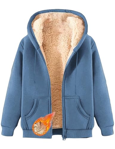 CSYX Damen Sweatjacke Gefüttert Winterjacke Warme Zipper Hoodie Fleecejacke mit Kapuze Sherpa Teddy Jacke Plüschjacke Kapuzenjacke Übergangsjacke Große Größen mit Taschen Flauschig Sweatshirt Jacken CSYX Damen Sweatjacke Gefüttert Winterjacke Warme Zipper Hoodie Fleecejacke mit Kapuze Sherpa Teddy Jacke Plüschjacke Kapuzenjacke Übergangsjacke Große Größen mit Taschen Flauschig Sweatshirt Jacken von CSYX